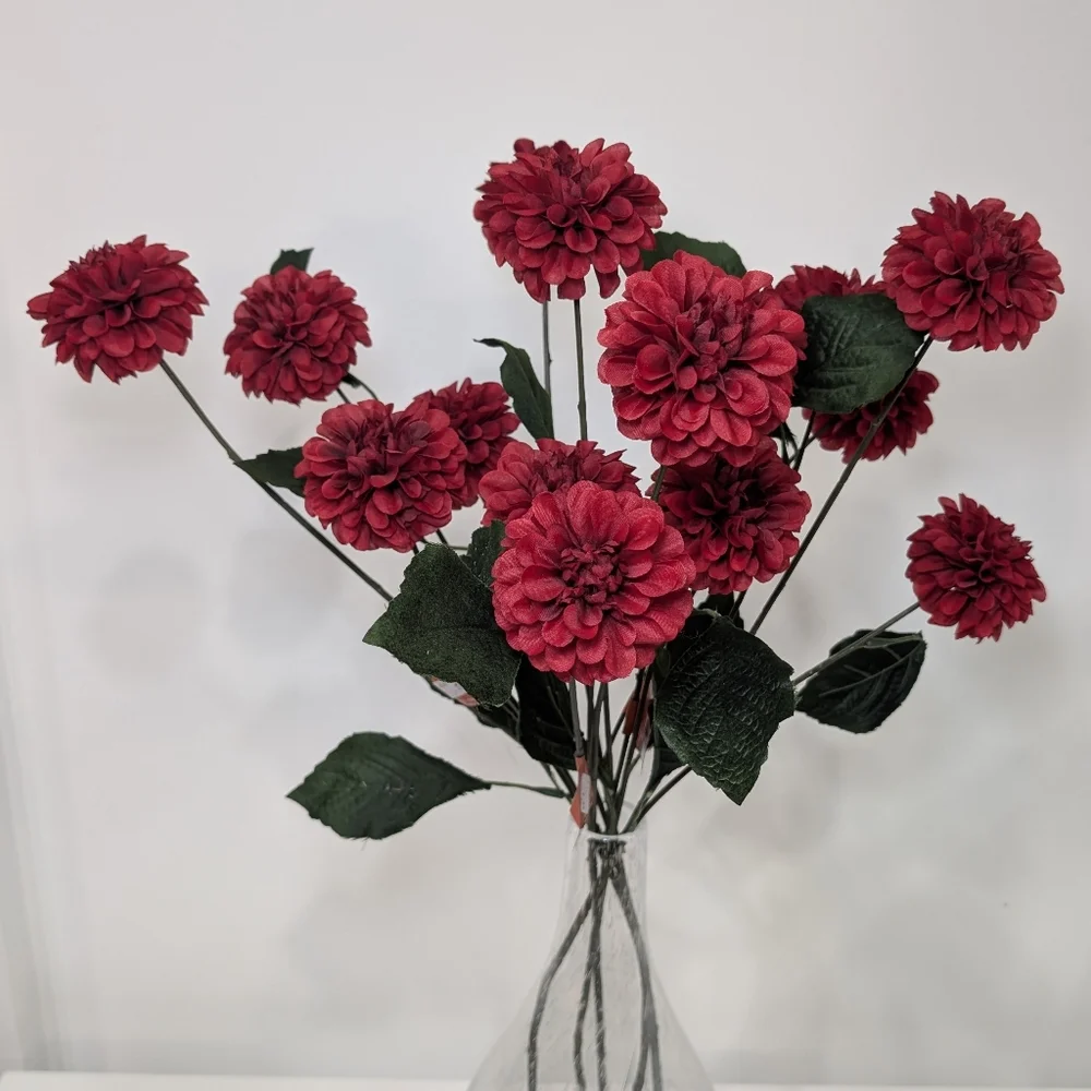 Dark Red Dahlia Stems Ashland Michaels Scarlet Faux Floral Scarlet Flowers